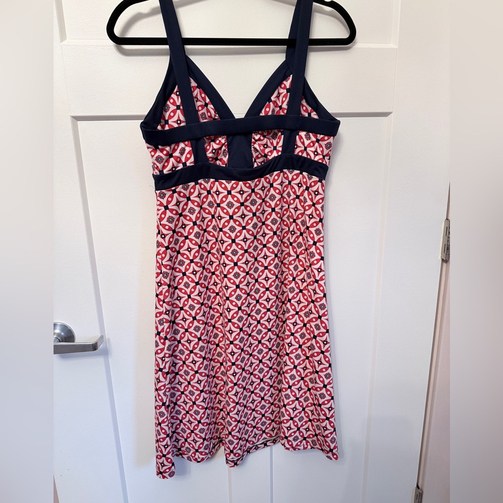 Navy Trim Red & White Patterned Sundress - Picture 2 of 2